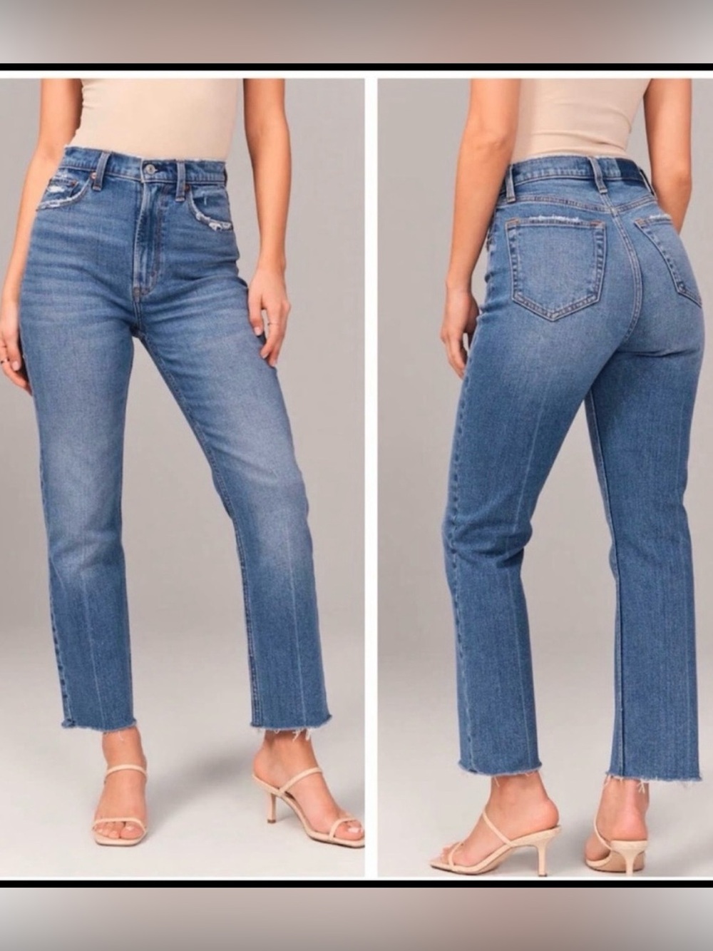 Abercrombie Ankle Straight Ultra High Rise Jeans 32- 14 Medium Wash NWT